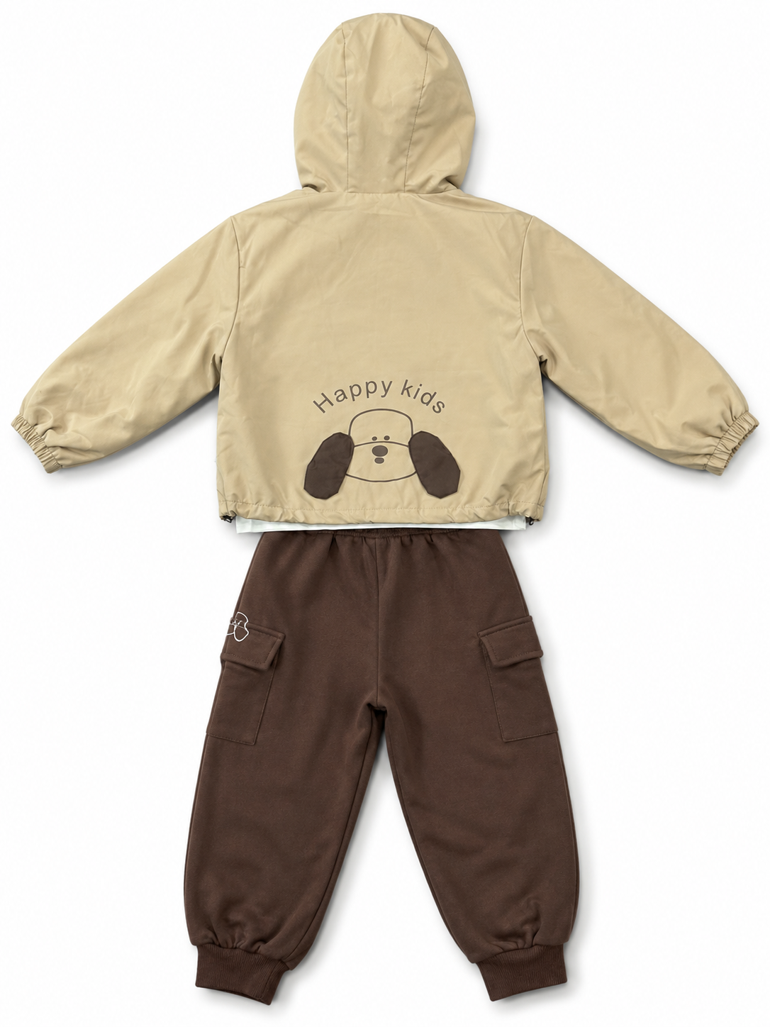 Hooded Cargo Co-Ord Set – Beige & Brown