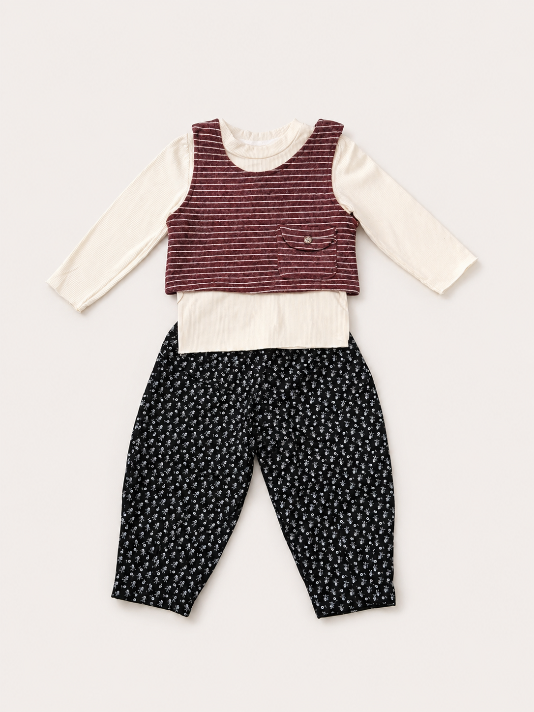 Girls’ Ribbed Top & Printed Jogger Set