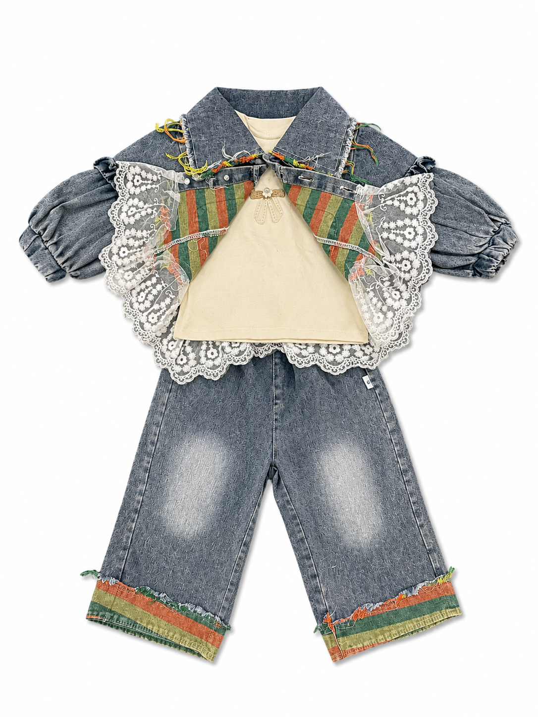 Denim Lace Fringe Co-Ord Set