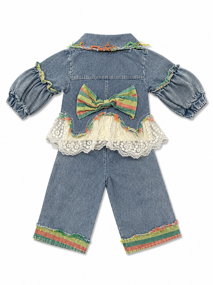 Denim Lace Fringe Co-Ord Set