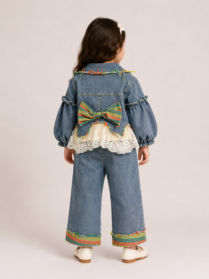 Denim Lace Fringe Co-Ord Set