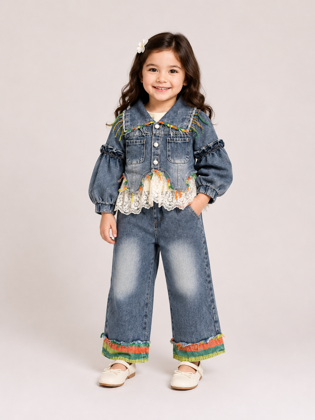 Denim Lace Fringe Co-Ord Set