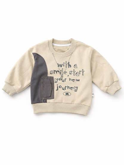 Smile Start Graphic Sweatshirt – Beige