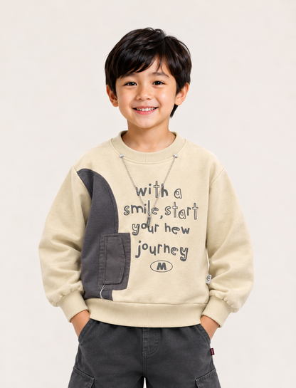 Smile Start Graphic Sweatshirt – Beige