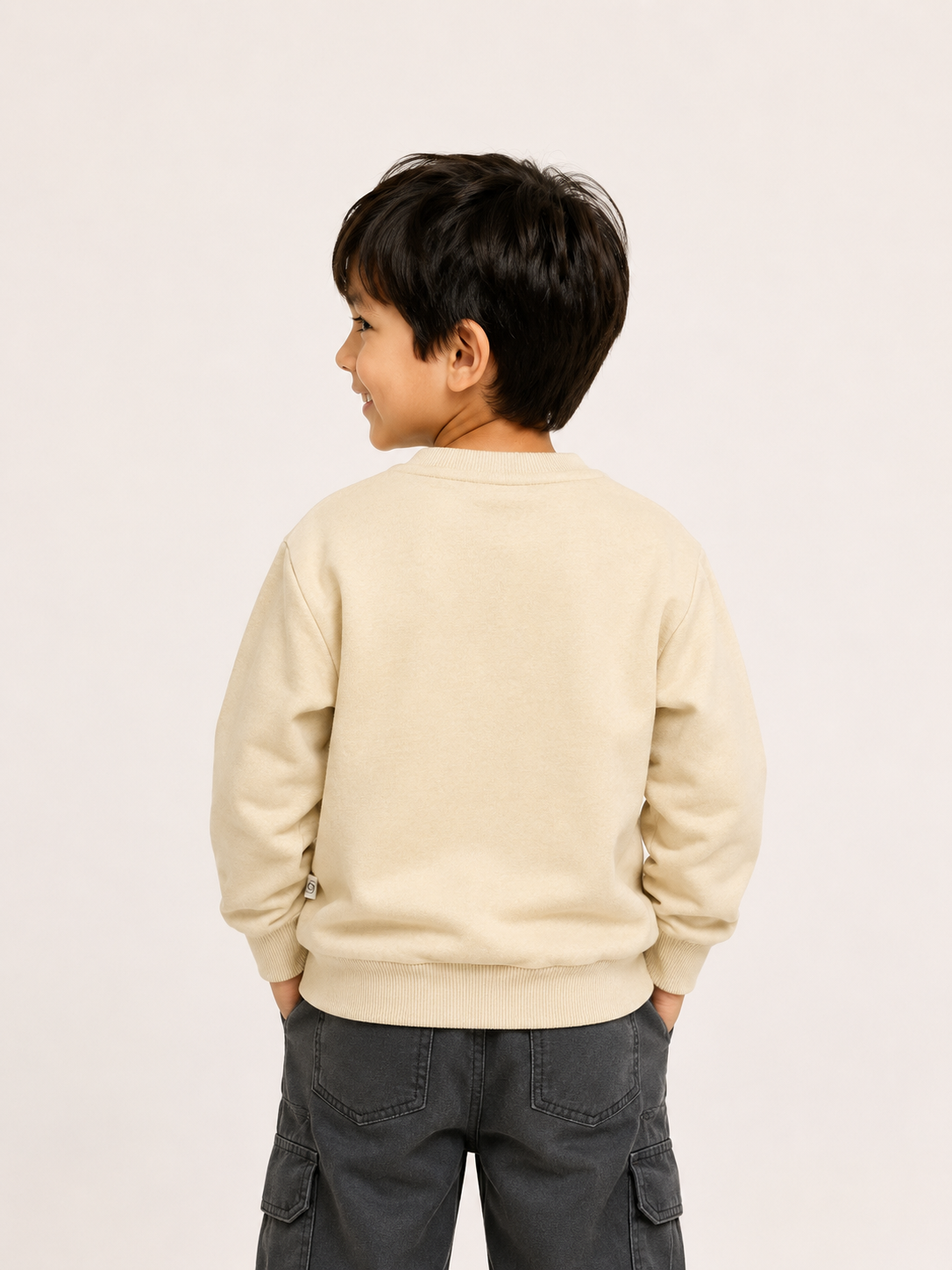 Smile Start Graphic Sweatshirt – Beige