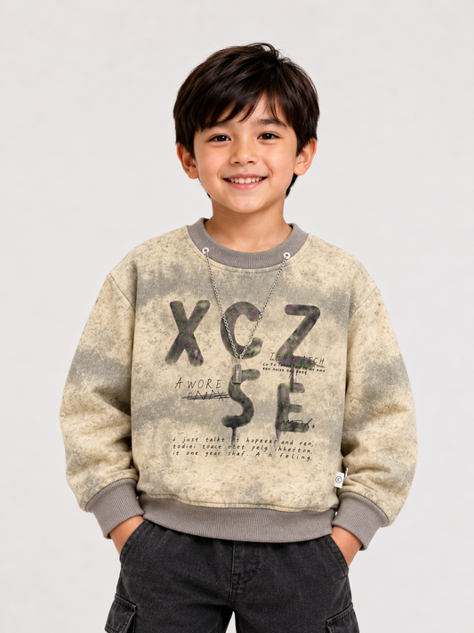 Vintage Wash Graphic Sweatshirt – Beige