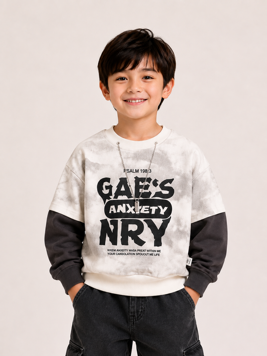 Layered Graphic Sweatshirt – White
