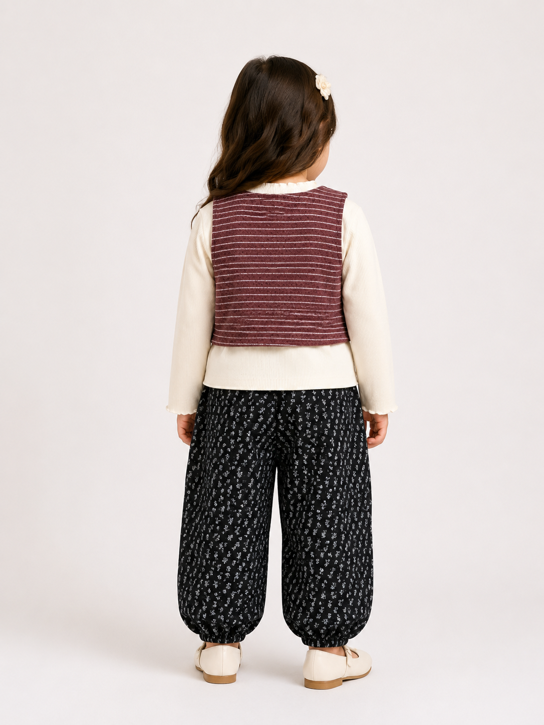 Girls’ Ribbed Top & Printed Jogger Set