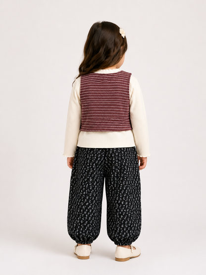 Girls’ Ribbed Top & Printed Jogger Set