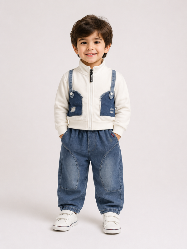 Zip-Up Sweatshirt & Denim Jogger Co-Ord Set