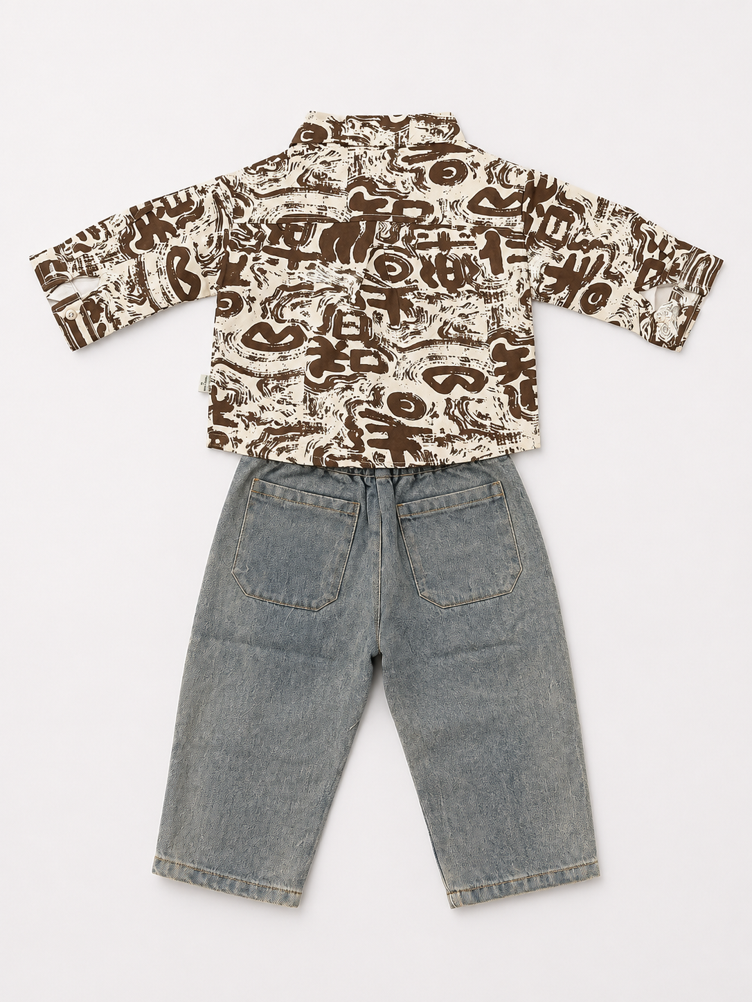 Printed Overshirt & Distressed Denim Set