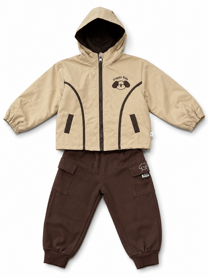 Hooded Cargo Co-Ord Set – Beige & Brown