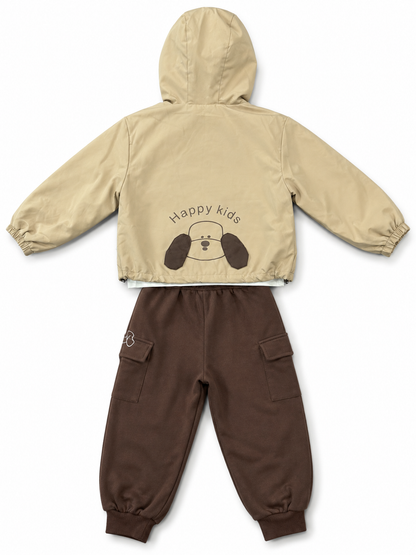 Hooded Cargo Co-Ord Set – Beige & Brown