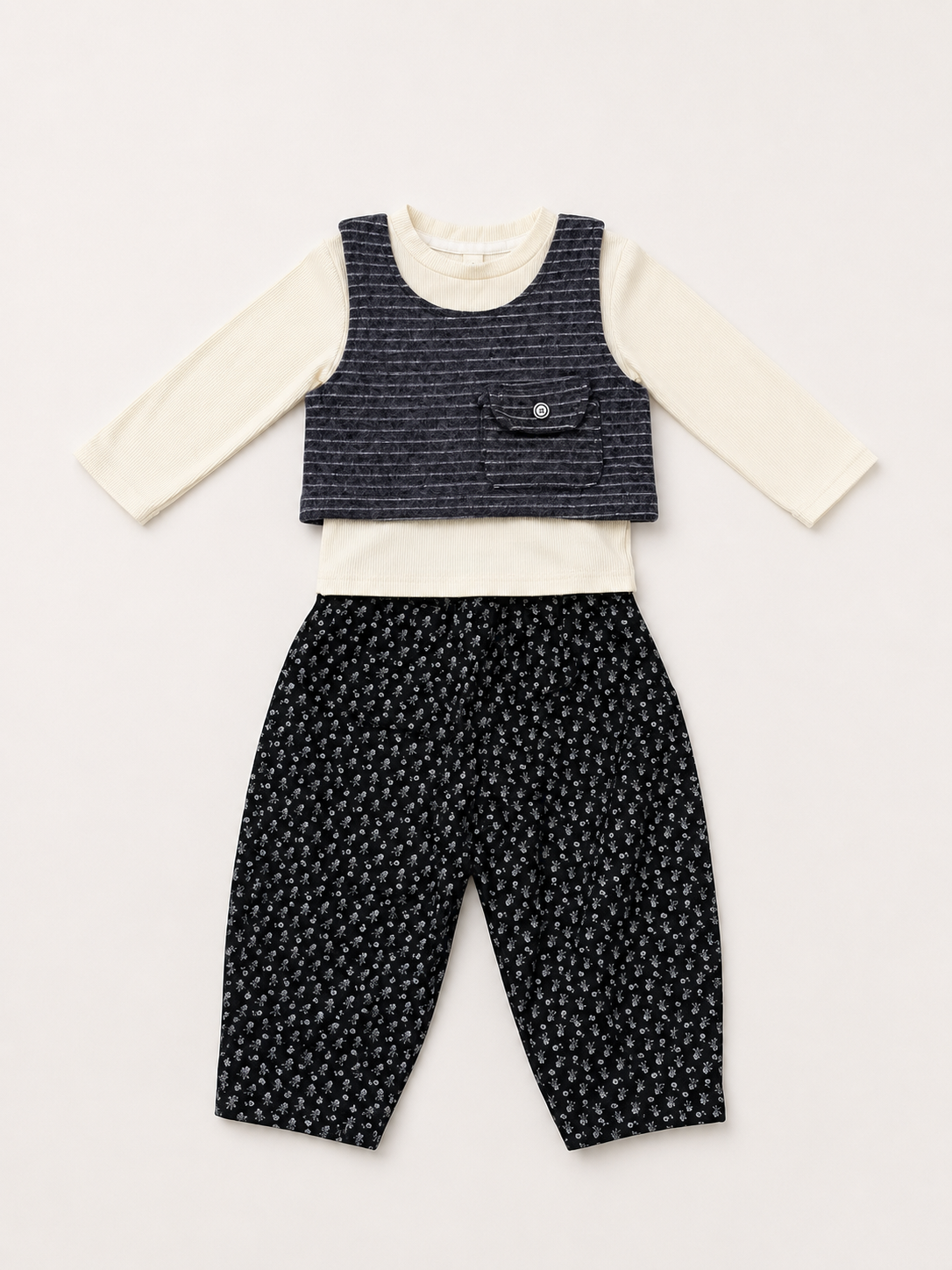 Girls’ Ribbed Top & Printed Jogger Set
