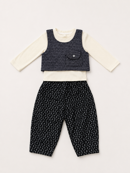 Girls’ Ribbed Top & Printed Jogger Set