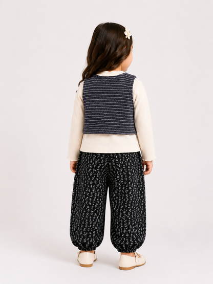 Girls’ Ribbed Top & Printed Jogger Set